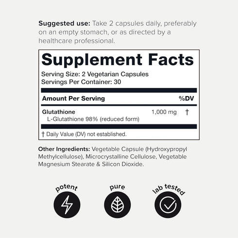 Toniiq Ultra High Strength Glutathione Capsules - 1000mg Concentrated Formula - 98%+ Highly Purified and Bioavailable - Non-GMO Fermentation - 60 ...