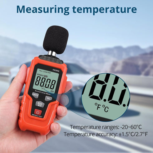 Digital Sound Level Meter Decibel Meter -35dB?135dB LCD Display,Min/Max/Hold Function Temperature Measurement- Noise Reader DB Meter for Home,Engi...