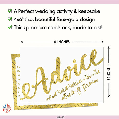 50 Wedding Advice Cards & Well Wishes for the Bride and Groom - Bridal Shower Games, Wedding Games, Wedding Decorations, Wedding Guest Book Altern...