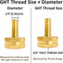 1/4" Barb x 3/4" Female GHT Thread Solid Brass Water Hose End Repair Connector, Includes Stainless Steel Clamps and gaskets?Pack of 2?...