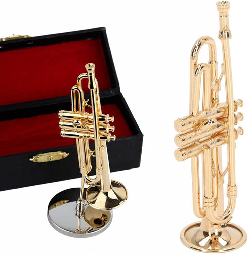Trumpet Model Brass Miniature Trumpet Mini Musical Instrument Dollhouse Model Christmas Ornament...