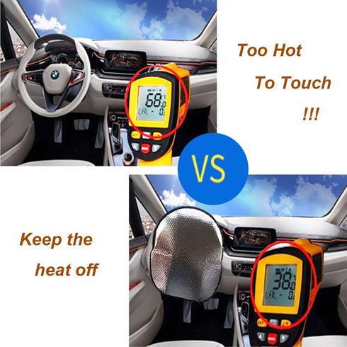 Big Ant Steering Wheel Cover Sun Shade + Bonus Side Window Sunshade-Heat Reflector Fit Most Jumbo/Standard Car-Sliver (20.1"X 17.3")...