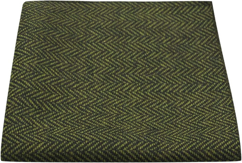 King & Priory Pickle Green & Black Herringbone Pocket Square, Handkerchief...