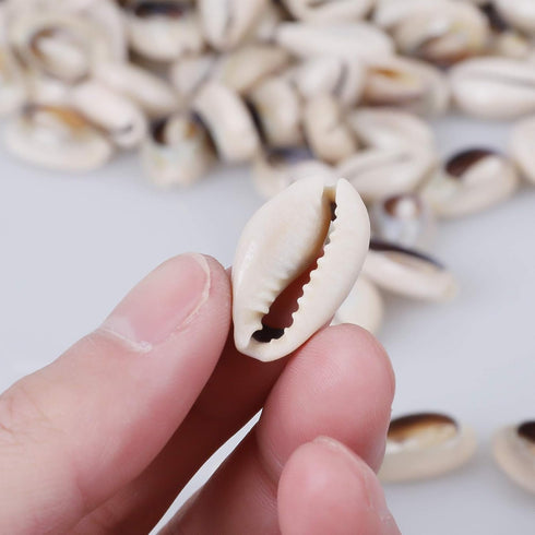 120 PCS Grey 0.71"-0.79" ?18-20mm? Natural Strong Cowrie Shell Beads Smooth Cut Oval Seashells, Beach Seashells with Big Hole for DIY Craft Jewelr...