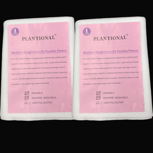 PLANTIONAL Iron-On Fusible Fleece Interfacing: Medium Weight One-Sided Loft Iron On Fusible Fleece White for Quilting Tote Bags and Home Decor...