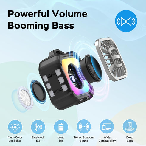 INSMY Bluetooth Speaker,IPX7 Waterproof,Portable,Shower Speaker, Wireless Sync 100+ Speakers,Big Volume Booming Bass, 24H Playtime/Floatable/RGB L...
