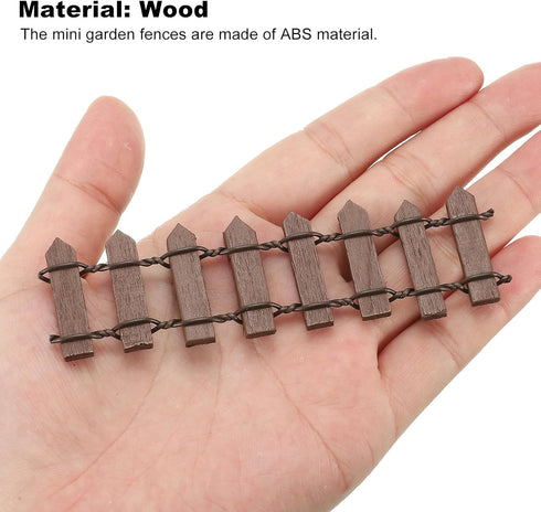 MECCANIXITY 6pcs 3.9 Inch Miniature Garden Fence, Mini Ornament Wood Picket Fence Decorative for Dollhouse Home DIY, Brown...