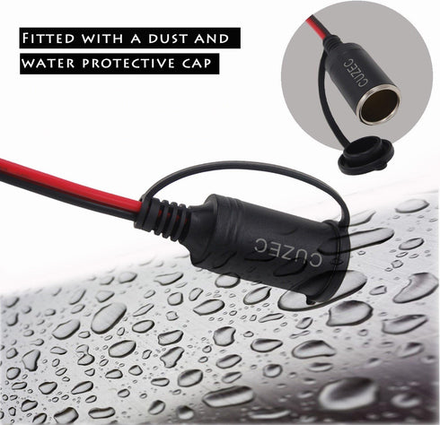 CUZEC 12V/24V 12ft / 3.66m 14 AWG Heavy Duty Extension Cord with Cigarette Lighter Plug Socket...