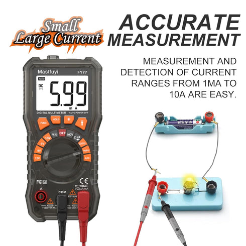 Multimeter Digital, Battery Tester, Multi Tester NCV Non-Contact Voltage Detection, Electrical Tester Auto-Ranging, True RMS 2000 Counts, AC/DC Vo...