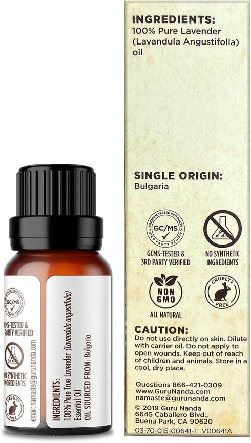 GuruNanda Lavender Essential Oil - 100% Pure, Natural and Undiluted Oil for Massage & DIY Recipes- Premium Diffuser Oil for Aromatherapy (Pack of ...