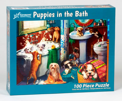 Vermont Christmas Company Puppies in The Bath Jigsaw Puzzle - 100 Piece Puppies Puzzle - Large Puppy Jigsaw Puzzle Made from Thick Durable Puzzle ...