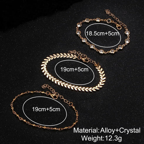 Elegant Multilayer Rhinestone Anklet Set for Women - Summer Beach Ankle Jewelry, Boho Anklet Chain - Sexy Foot Accessory Gift for Women...