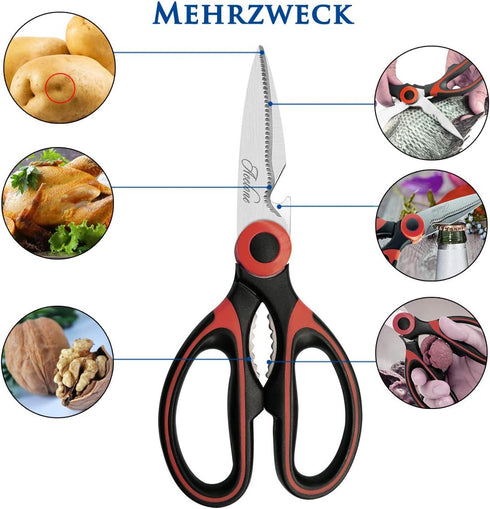 Kitchen Shears, Acelone Premium Heavy Duty Shears Ultra Sharp Stainless Steel Multi-function Kitchen Scissors for Chicken/Poultry/Fish/Meat/Vegeta...
