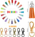 Furge 72 Pieces Key Fob Hardware Set Including 24 Wristlet with Keyring, Colorful Leather Keychain Tassel and Swivel Snap Hooks for Supplies, 6 Co...