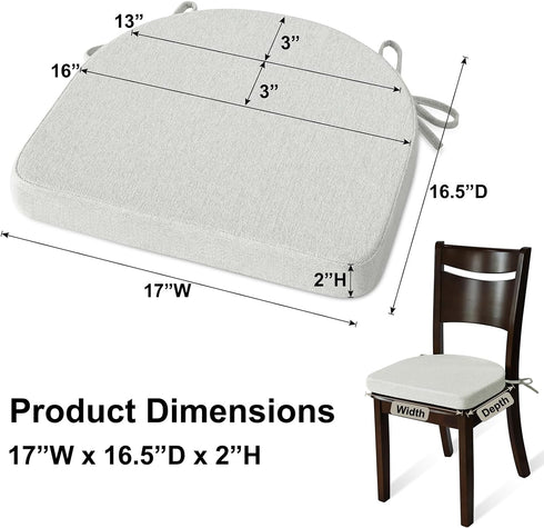 Shinnwa Kitchen Chair Cushions, Non-Slip Dining Chair Cushions with Ties and Machine Washable Cover, 17 x 16.5 x 2in, Off White...
