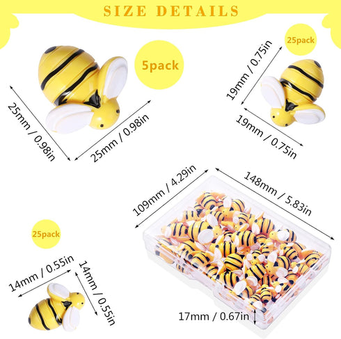 MIKIMIQI 55 Pcs Tiny Resin Bees Decor Bumble Bee Embellishment Resin Bees Craft Decorations with Storage Box for DIY Craft Wreath Scrapbooking Par...