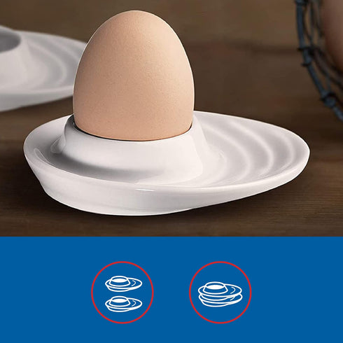 Set of 2 Egg Cups with Oval Base, White Porcelain Egg Holders for Hard or Soft Boiled Eggs, 3.5-Inch by 4-Inch...