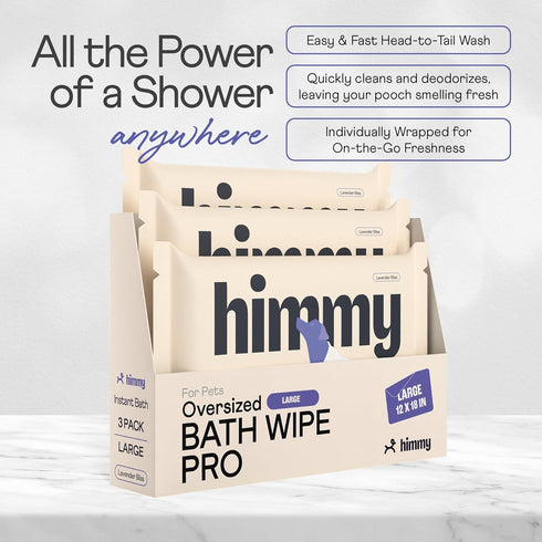 Himmy Large Pet Wipes for Dogs and Cats - 12" x 18" Bath Wipes for Cleaning, Deodorizing, Conditioning, Anti-Itch Grooming, Wet Dog Wipes for Paws...