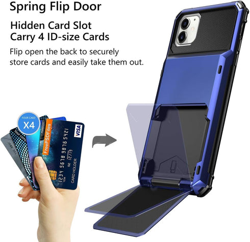 Vofolen Case for iPhone 11 Case Wallet 4-Card Holder ID Slot Flip Door Hidden Pocket Anti-Scratch Dual Layer Hybrid TPU Bumper Armor Protective Ha...