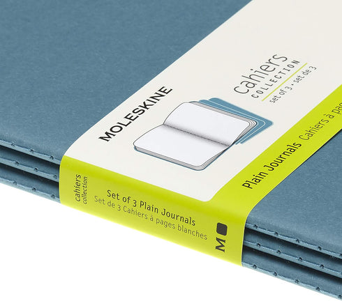 Moleskine Cahier Journal, Soft Cover, Large (5" x 8.25") Plain/Blank, Brisk Blue, 80 Pages (Set of 3)...