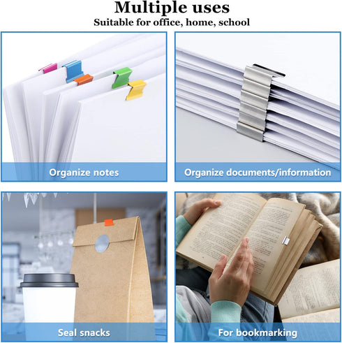 3 Pack Paper Clam Portable Handheld Paper Clip Dispenser 30 Sheet Capacity with 50 Pcs Reusable Colorful and 124 Pcs Silver Clips Fast Paper Clipp...