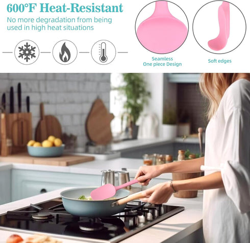 6PCS Silicone Spatula Set, FXFSTEEL Heat Resistant up 600°F Silicone Spatulas Kitchen Utensils for Cooking &Baking Needs BPA-Free Multicolor...