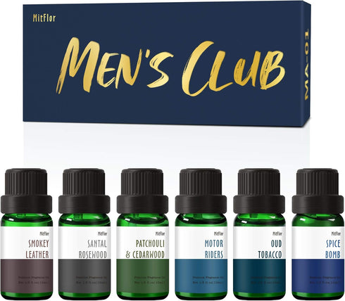 Fragrance Oil, MitFlor Men's Club Fragrance Gift Set, Premium Essential Oils for Home Diffusers, Soap Candle Making Scents, Oud Tobacco, Leather, ...