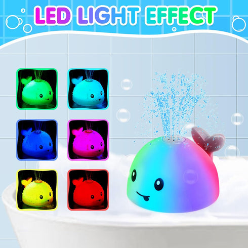 Baby Bath Toys, Whale Bath Toy Sprinkler for Kids Ages 0-2 1-3, Light Up Bathtub Fountain Water Table Pool Toys for Toddlers Infants 6-12 12-18 Mo...
