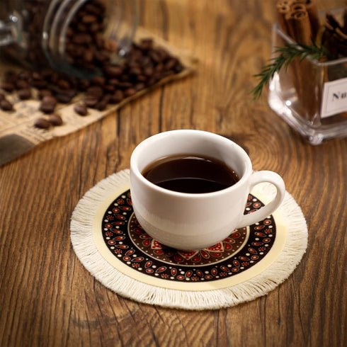 4 Pieces Rug Table Coasters Table Drink Holders Oriental Design Fabric Carpet Drink Mats Oriental Design Fabric Elegant Carpets Kitchen and Bar Ma...