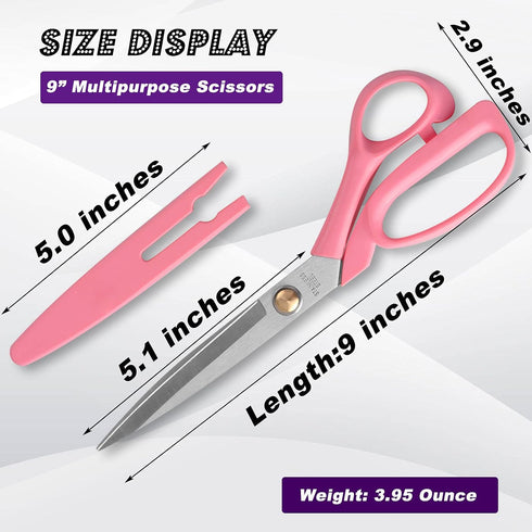 Fabric Sewing Scissors All Purpose Tailor Scissors Heavy Duty, 9" Stainless Steel Ultra Sharp Blade Scissors for Office Craft,Comfort-Grip Handles...