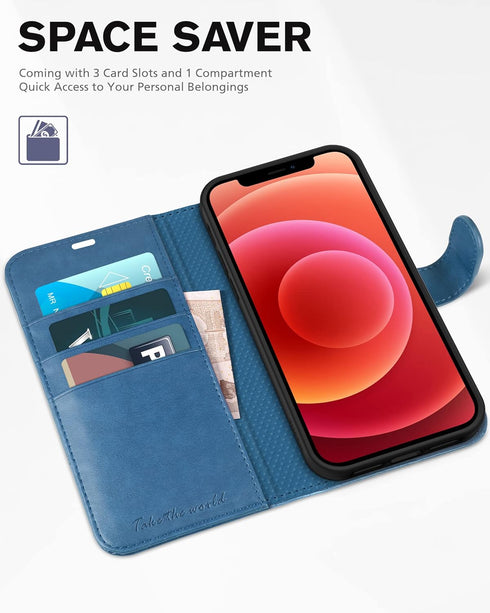 TUCCH Wallet Case, iPhone 12 Pro/12 5G, Lake Blue, TPU Shockproof Inner Shell, PU Leather, RFID Blocking, Card Holder, Magnetic Stand, Compatible ...