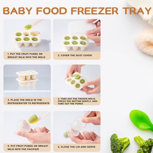 Baby Fruit Feeder Set, BPA Free Baby Food Feeder Food Grade Silicone Feeder for Baby with Freezer Tray and Pacifier Chain (Brown Rabbit)...