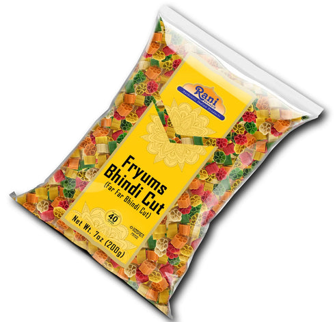 Rani Far Far/Fryums (Wheat & Tapioca Pellet) Bhindi Shape 7oz (200g) ~ Vegan, Kosher, Uncooked, Used to Make Papad, Bhungra/Chip Snack...