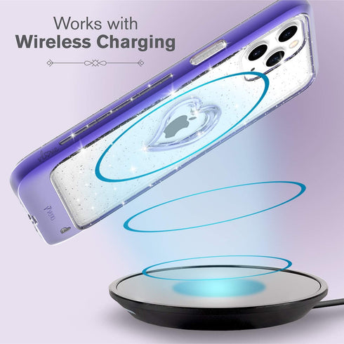 VENA vLove Glitter Clear Case Compatible with Apple iPhone 12 Pro Max (6.7"-inch), Heart Shape (CornerGuard Protection) Dual Layer Slim Hybrid Cle...