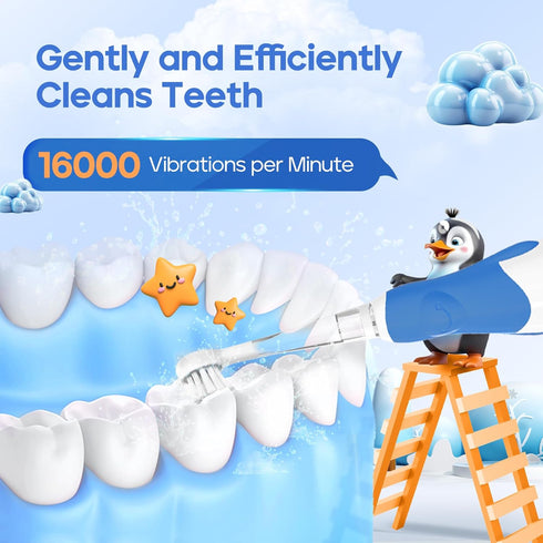 SEAGO Toddler Electric Toothbrushes for Baby Ages 0-3 Years, Baby Toothbrush with Smart Timer and Suction Base, 4 Replacement Brushheads (Navy-C)...
