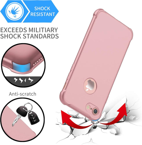 ORETECH Compatible with iPhone 7/8 Case, with 2 Pack HD Screen Protector 360° Full-Body Silicone Soft TPU Hard PC Protective Bumper Phone Case Cov...