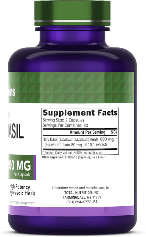 Holy Basil Capsules (800mg x 60 Capsules) | Holy Basil Tulsi Supplement | May Promote Stress & Frustration Relief* | Tulsi Holy Basil Leaf Extract...