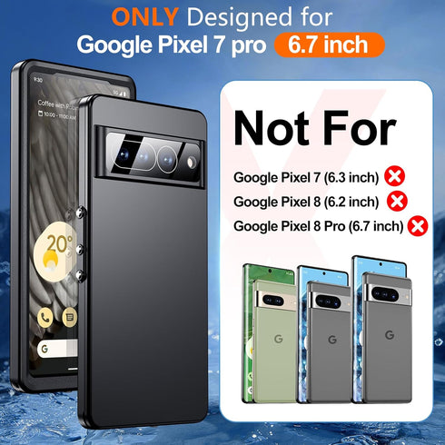 Hualele Waterproof Pixel 7 Pro Case IP68 Underwater Case with Built-in Lens and Screen Protector, Rugged Full Body Sealed Heavy Duty Shockproof Ph...