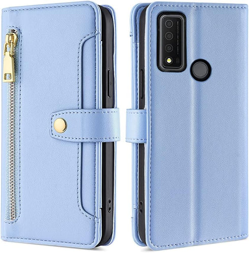 Asuwish Phone Case for TCL 30XE/30V/4X/20AX/20A/20R/Bremen 5G Wallet Cover and Screen Protector Zipper Credit Card Holder Slot Kickstand Flip TLC ...