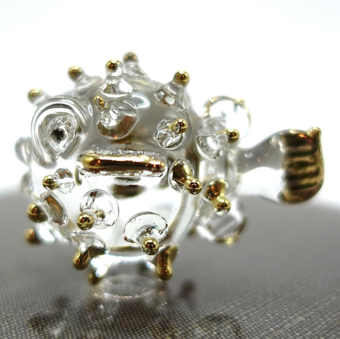Puffer Miniature Hand Blown Glass Art Figurines Sea Animals Collectible Gift Home Décor (Clear Gold)...