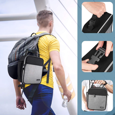 Lunch Bag, Durable Insulated Lunch Box Reusable Adults Tote Bag Lunch Bag for Men, Women, Adults (Black Gray)...