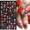 Valentine's Day Nail Art Stickers 5D Embossed Red Heart Nail Decals Red Love Mail Cute Cartoon Dog Bear Valentine Nail Designs Sticker Relief Nail...