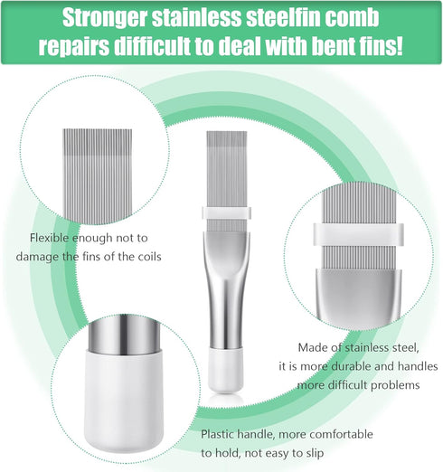3 Pieces Air Conditioning Brush Set Includes FCR6 Ring Fin Comb Air Conditioner Fin Cleaner Condenser Radiator Fin Comb Stainless Steel Fin Straig...