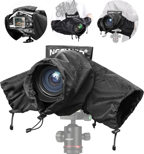 NEEWER Camera Rain Cover, Small Size Durable Nylon Raincoat Compatible with Canon Sony Nikon DSLR Mirrorless Vlog Camera & Lenses Within 200mm, wi...
