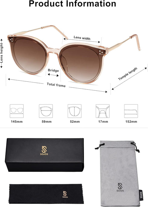 SOJOS Classic Round Sunglasses Womens Mens Trendy Oversized Shades Retro Vintage Sunnies...