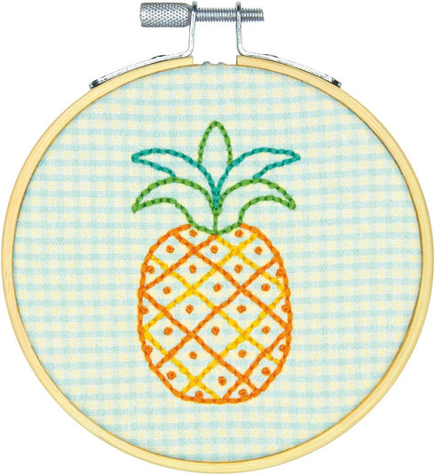 Dimensions 'Pineapple' Short N' Sweet Mini Embroidery Kit for Beginners, 4''...