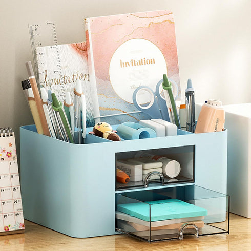 Desk Organizer,Multi-Functional Item of Stationery,Desk Organizers and Accessories desk with 5 Compartments (Blue)...