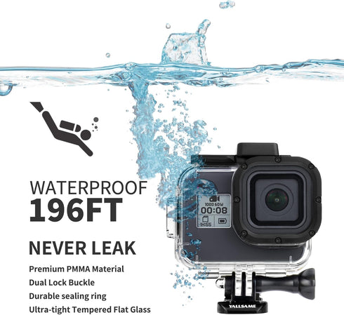 Waterproof Case Housing Case for GoPro Hero 8 Black Action Camera 196ft / 60m Underwater Protective Dive Accessory for GoPro 8 Black Ideal for Scu...