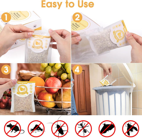 10 Pack Natural Mouse Repellent Pouches Peppermint Oil to Repel Mice and Rats, Rodent Repellent Pest Control Pouches Mice Repellent for House Mous...