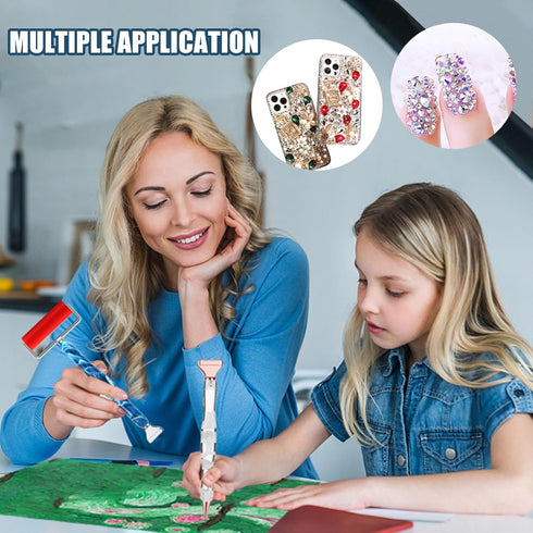 14PCS Diamond Painting Pen Accessories Tools Set, Exquisite Stainless Steel Metal Pen Tips,Ergonomic Diamond Art Drill Pen and 6 Painting Glue Cla...